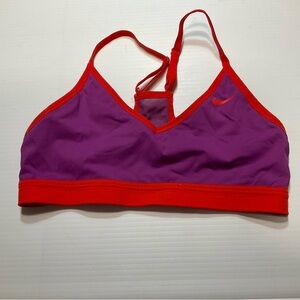 Nike Women Dri FIT Purple Red Sports Jog Bra Racerback Adjustable Straps Sz M